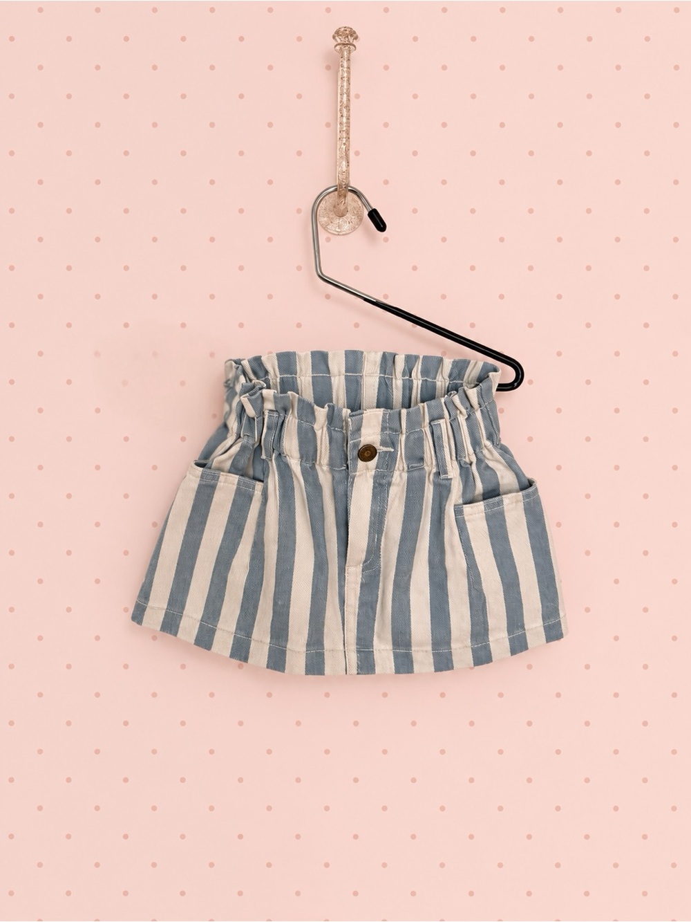 Rylee + Cru Girls Denim Mini Skirt | Ocean Stripe